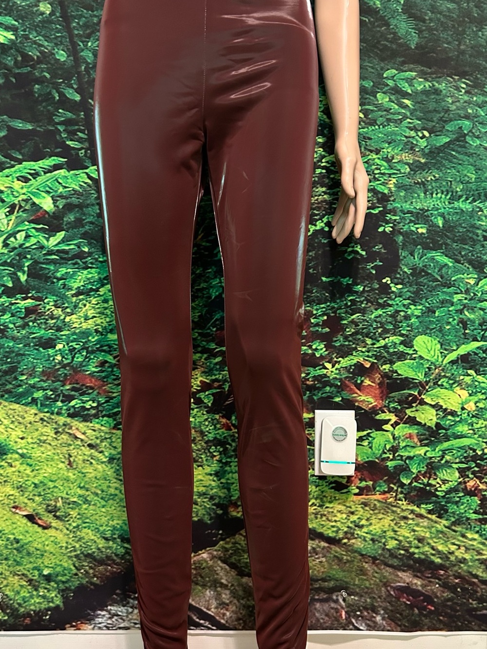High-Waist Vegan Leather Leggings in Irisidescent Wine